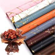 Xshelley (24 sheets marbled YPF5flower wrapping paper 8-color flower shop bouquets, DIY crafts, gift packaging or gift box packaging, waterproof flower wrapping paper 23X23 inches