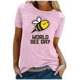 thumbnail image 5 of Graphic Tees for Women Casual Short Sleeve Graphic Print Tee for Everyday Wear Comfortable Crew Neck Top for Women’s Wardrobe Pink L, 5 of 5