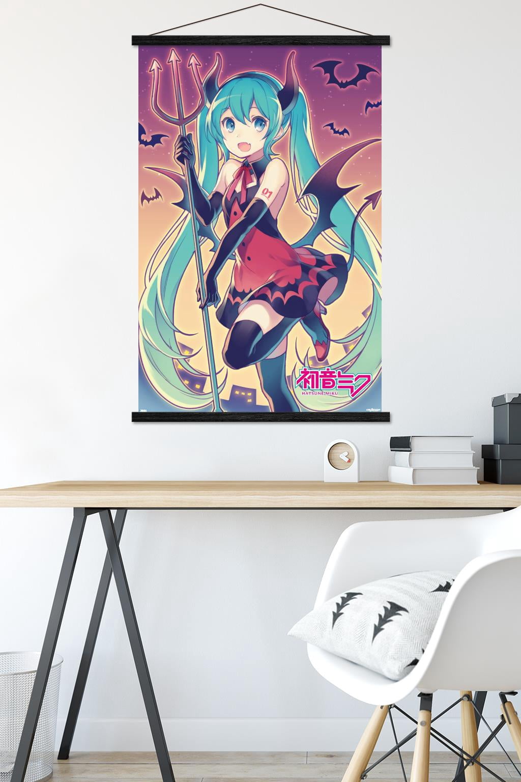 Hatsune Miku - Bats Wall Poster with Magnetic Frame, 22.375" x 34"