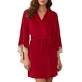 thumbnail image 3 of Lixiuxyad Soft Velvet Cozy Sleep Robe,Red, 3 of 6
