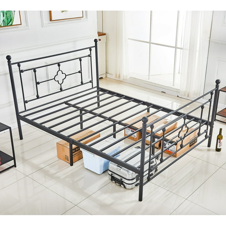 Dequesha Heavy-Duty Anti-Sway 18-inch Steel Tube Iron Bed with Headboard Under The Bed for Storage Williston Forge Size: Full / Double