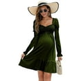 thumbnail image 2 of Women's Maternity Dresses A Line Sweetheart Neck Ruffle Flowy Mini Boho Maternity Dress, 2 of 5