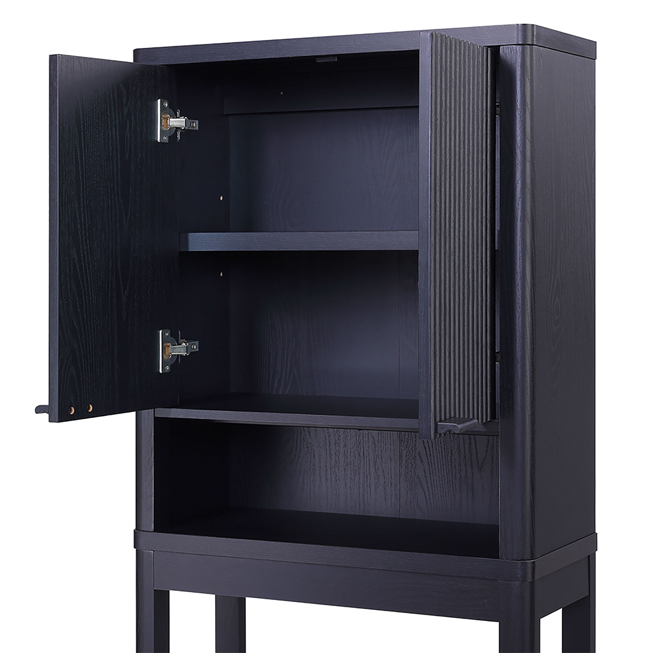 とうみ　綺麗　室内保管 Beautiful Fluted Over-The-Toilet Storage Cabinet, Rich Black