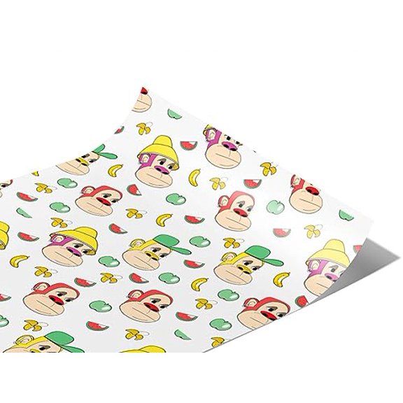 Rwraps NFT Technology Fruity Monkey Matte Vinyl Film Wrap 59in x 5ft Vinyl Vehicle Car Film Sheet