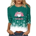 thumbnail image 2 of Fiudx Liquidación de Ofertas Flash Camiseta con Estampado Navideño a La Moda para Mujer, Blusa con Mangas 3/4, Tops Informales con Cuello Redondo, 2 of 5