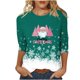 thumbnail image 1 of Camisetas de Navidad para Mujeres, 3/4 Manga Cuello Redondo Blusa con Estampado de Vacaciones, Top de Moda Casual, 1 of 5