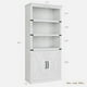 thumbnail image 3 of Librero de Madera Estilo Campestre con 5 Estantes, Gabinete de Piso de 68" para Oficina en Casa y Sala, 3 of 7