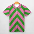 thumbnail image 3 of Pink Green Zig Zag Pattern Men Zipper T-shirt Summer Casual Short Sleeve T-shirt Top, 3 of 7