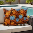 thumbnail image 4 of Blue Pumpkin Fall Outdoor Waterproof Pillow Covers, Thanksgiving Maple Leaves Farmhouse Decorative Square Throw Pillowcase Sofa Cushion Sham for Patio/Couch/Chair, 24"x24" 2 Pack, 4 of 8