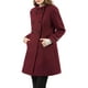 thumbnail image 1 of Abrigo de mujer INSPIRE CHIC de doble botonadura, longitud midi, cuello alto, manga larga, color burdeos, 1 of 8