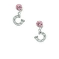 thumbnail image 2 of Delight Jewelry Silvertone Horseshoe with Side Loop Pink Crystal Clip on Earrings, 2 of 5