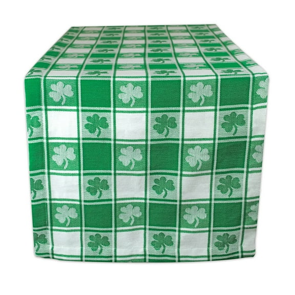 DII Shamrock Woven Check Table Runner, 14x72"