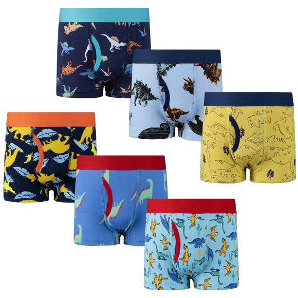BIG ELEPHANT Paquete de 6 Bóxers para Niños – 100% Algodón, Ropa Interior Suave y Transpirable para Niños Pequeños, Tallas 3-9 Años