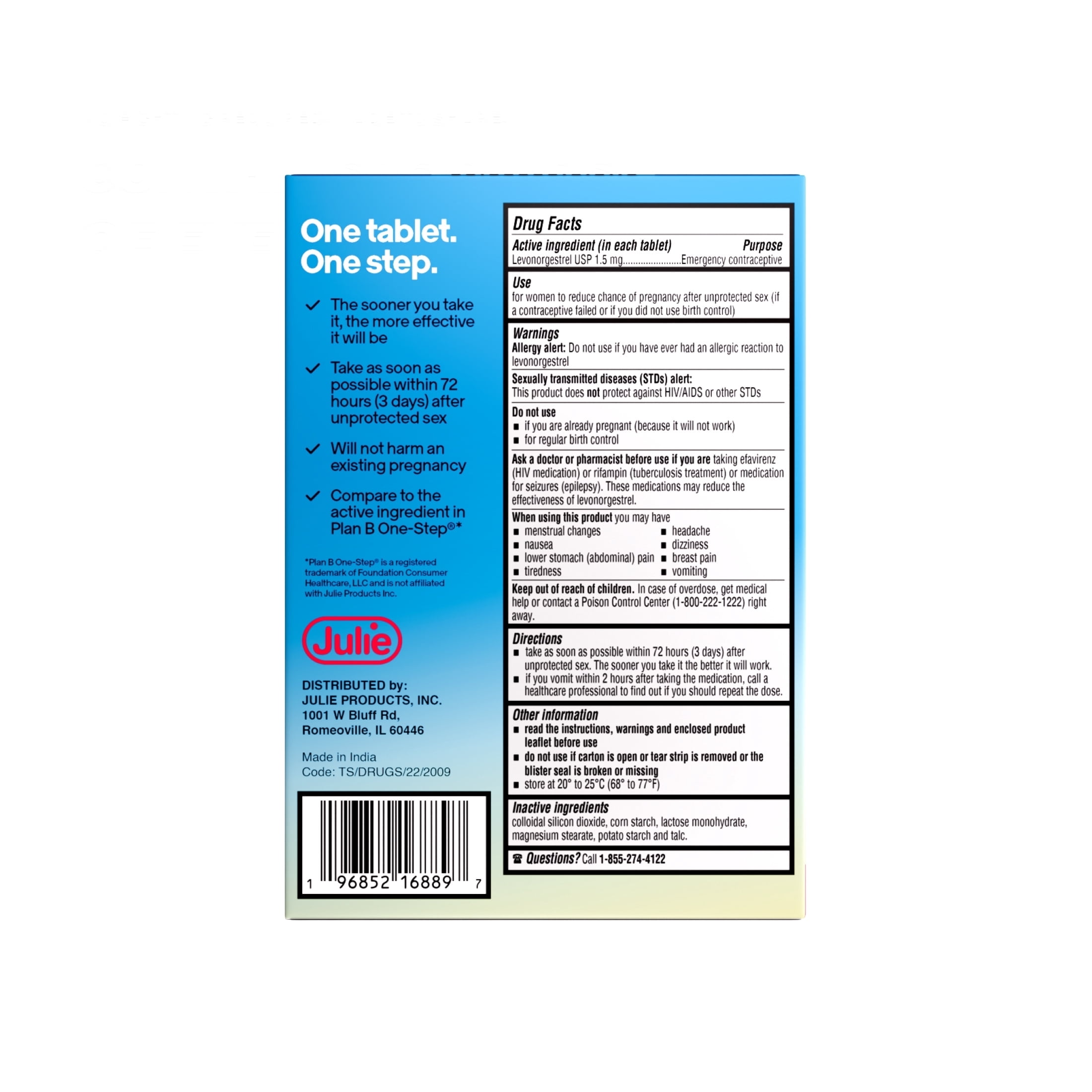 Julie Morning After Pill - 1 Count Emergency Contraceptive