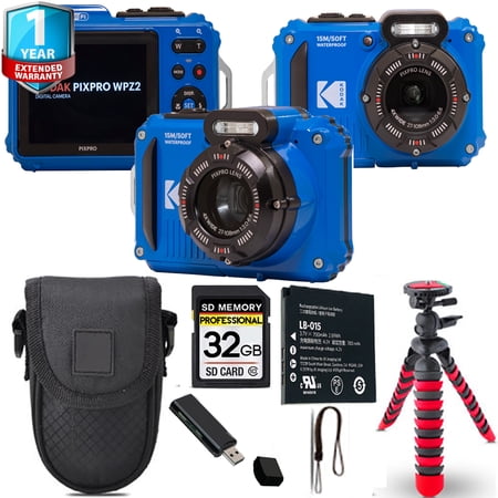 Kodak PIXPRO WPZ2 Digital Camera (Blue) + Spider Tripod + Case+ 1 Yr Warranty