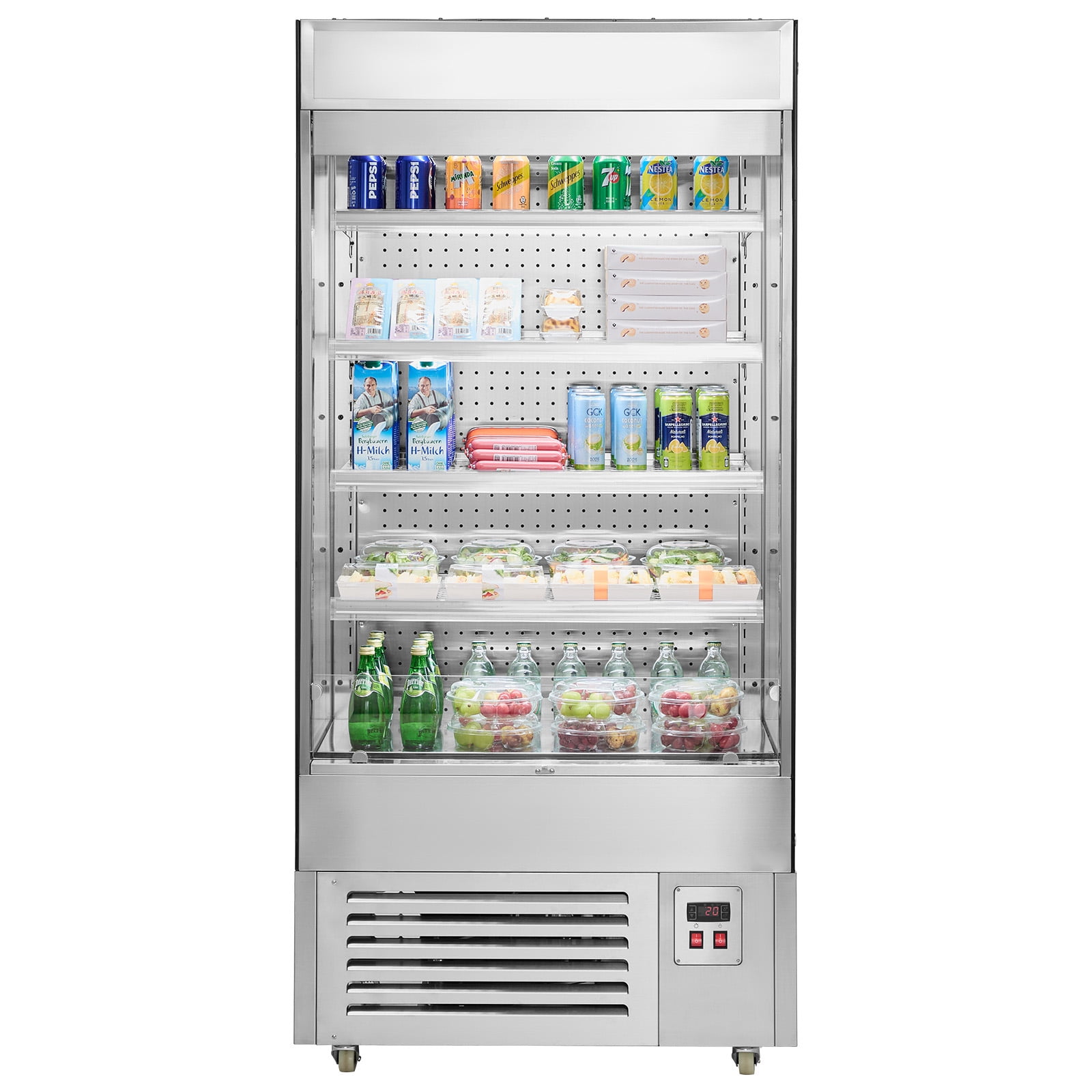 KFFKFF Outdoor Display Fridge, 4-Level Rack Business Freezer, Quick Access Showcase Chiller with Air Veil, Illuminated Promotion Lamp, Suitable for Eateries, Shops, Workplaces, 18.4 cubic feet.