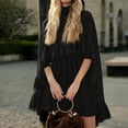thumbnail image 2 of CIENVNSTG Wedding Guest Dresses For Women Turtleneck Camisole 2 Piece Chiffon Ruffle Mini Dress Set Flowy Layered Outfit Elegant Suit Black S, 2 of 5