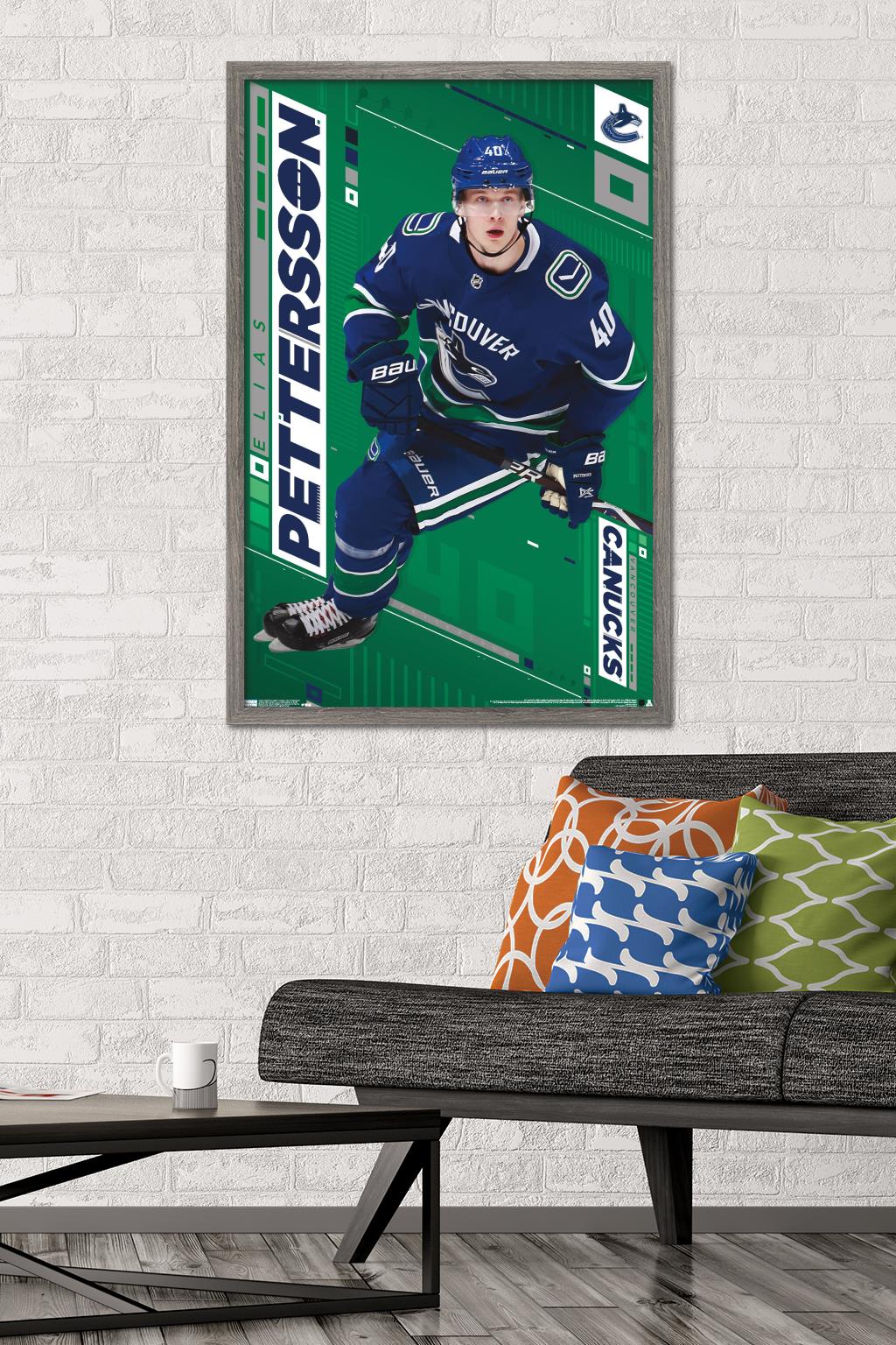 NHL Vancouver Canucks - Elias Pettersson 19 Wall Poster, 22.375" x 34", Framed