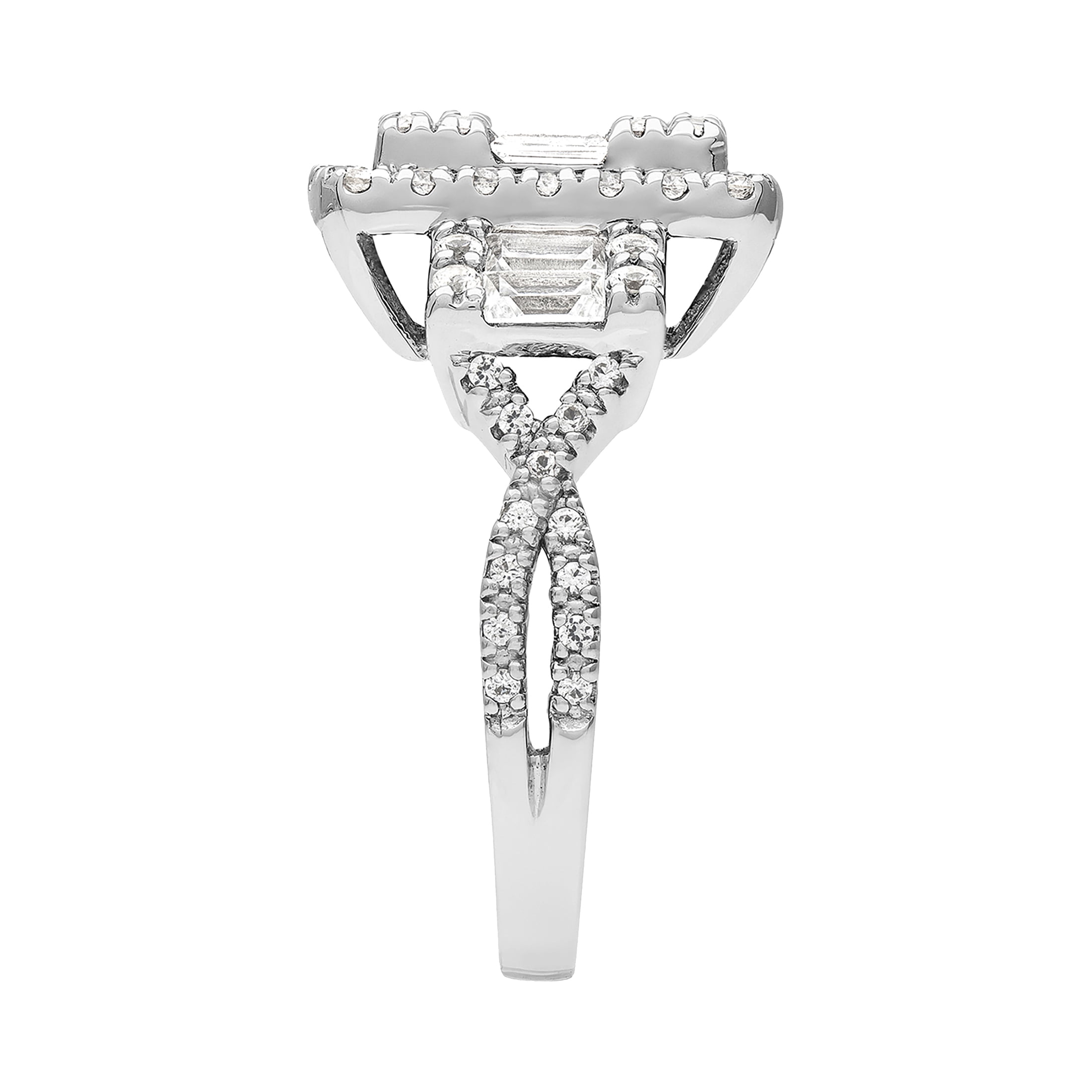 1 3/8 Carat TGW Created White Sapphire Women's "Lumina Gem" Engagement Ring in Sterling Silver