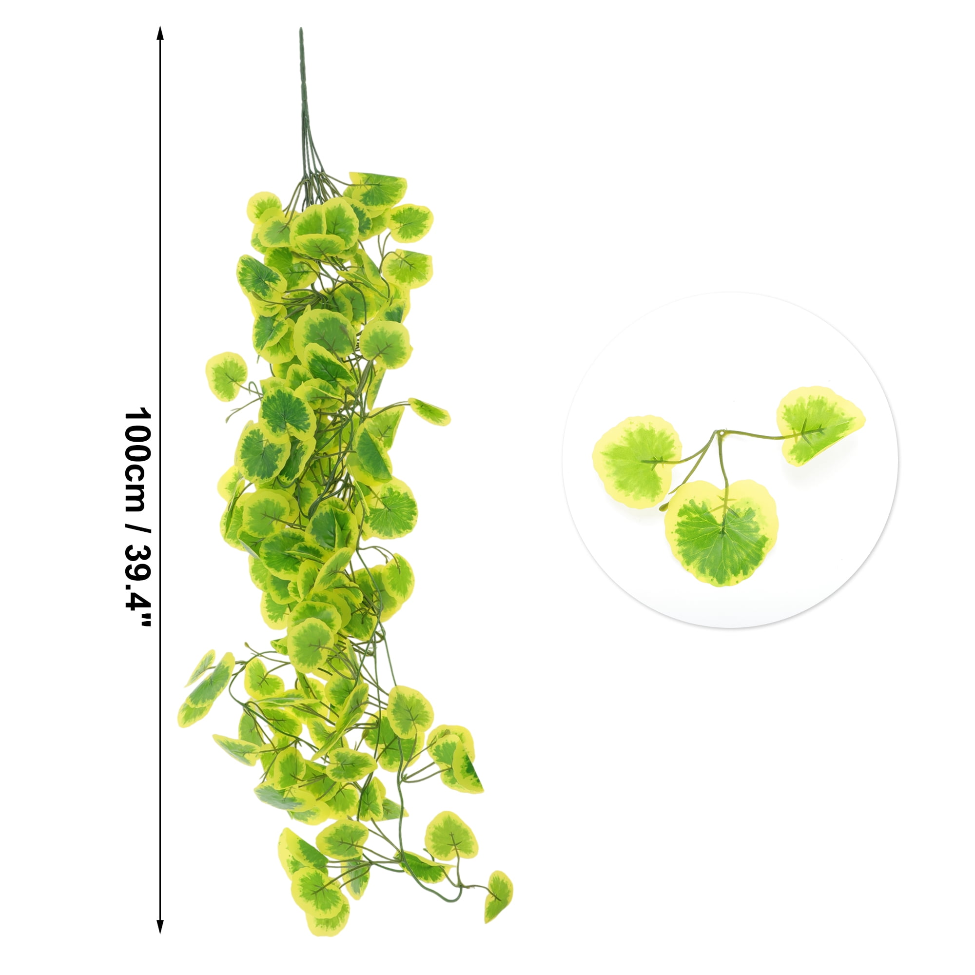 Unique Bargains 2pcs Fake Vines 39.37" Faux Greenery Leaves Decor