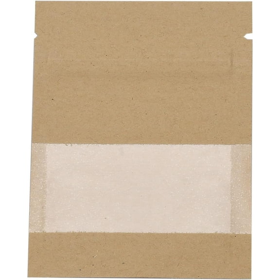 Brown 100Pcs 2.7x3.5 inch Kraft Paper Open Top Zip Lock Bags Camel Gift Wrapping Bags Sealable Pouches for Storage Packaging Shipping Gift Favors