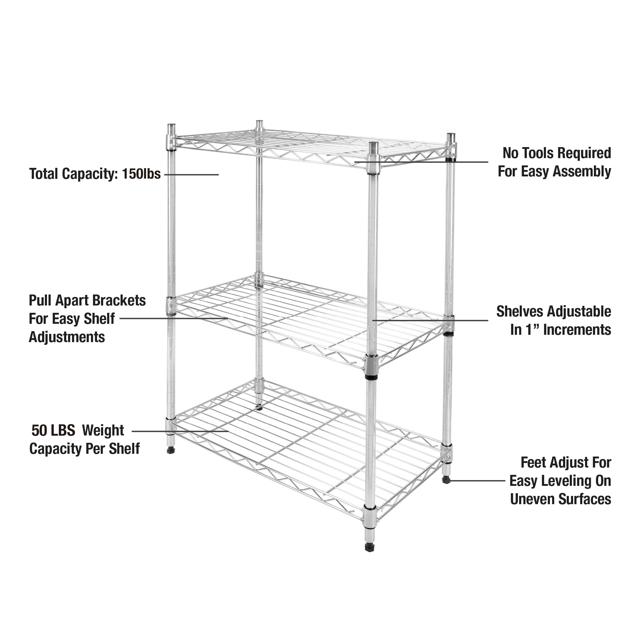 WorkPro 3-Tier Chrome Slim Wire Shelving