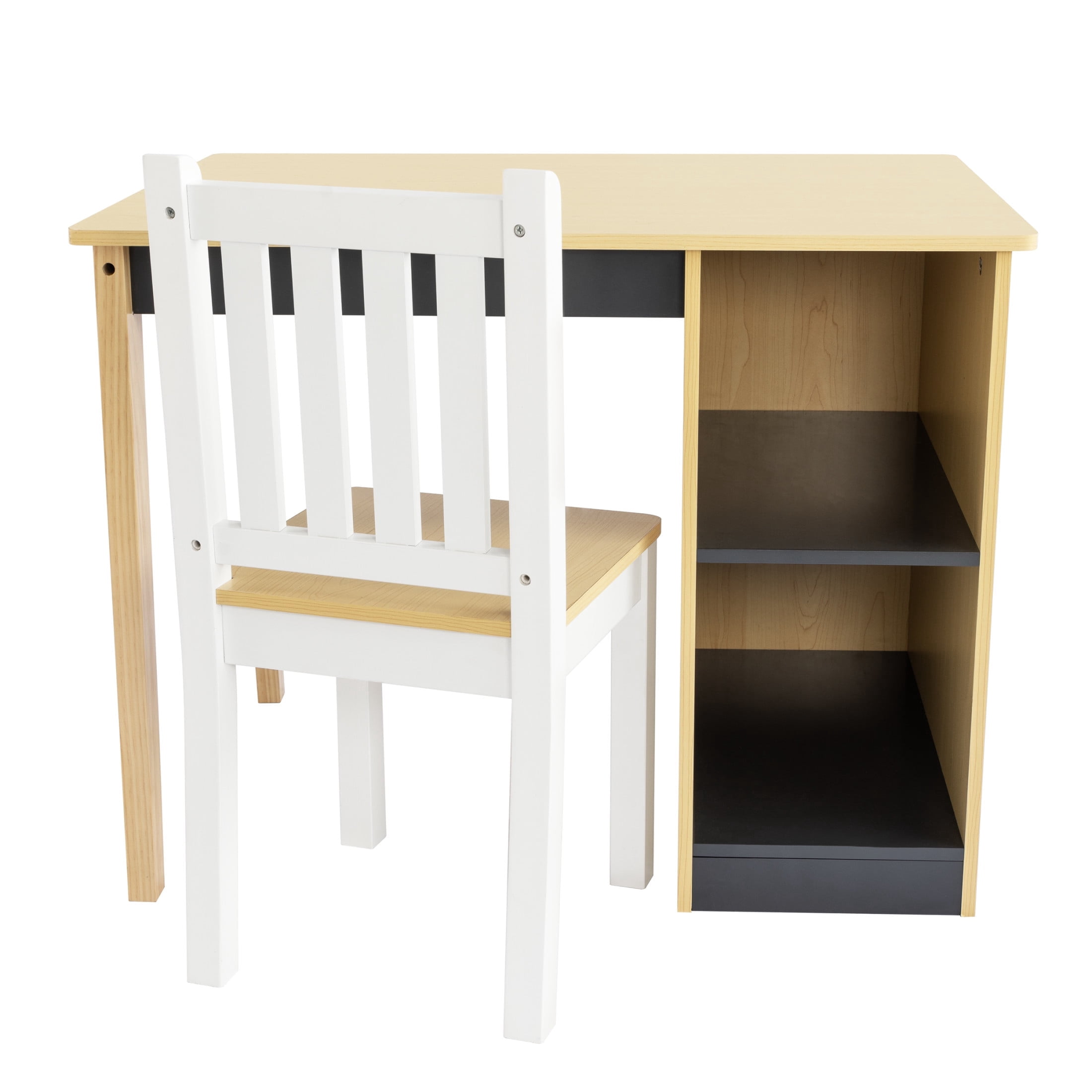 Humble Crew Kids Desk & Chair Set, Natural/Black/White/Grey