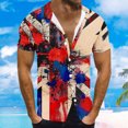 thumbnail image 2 of BiZtdJrK Shirts for Men 4th of July Patriotic Lapel Shirt American Flag Print Short Sleeve Tops 2024 Summer Casual Button Down Beach Shirts Deals Today Multicolor 3XL, 2 of 5