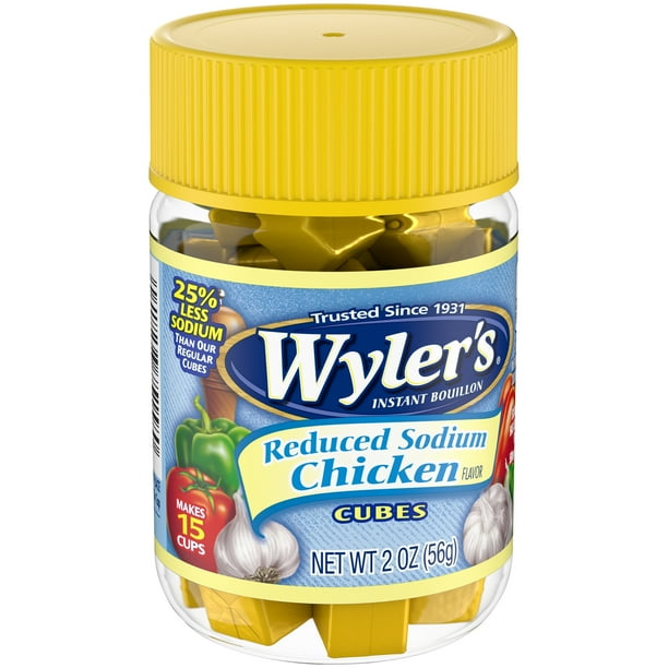 Wyler's Reduced Sodium Chicken Flavor Instant Bouillon Cubes, 2 oz Jar