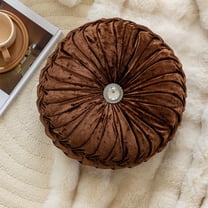 Mecorevxz Round Ice Flower Velvet Wheel Pillows Bedside Sofa Cushion Window Futon Cushion Pumpkin Pillow (Coffee)