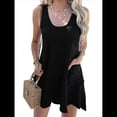 thumbnail image 1 of Vestido Mini de Verano Sin Mangas para Mujer, Informal, Holgado, con Cuello en U y Bolsillos Negro M, 1 of 10