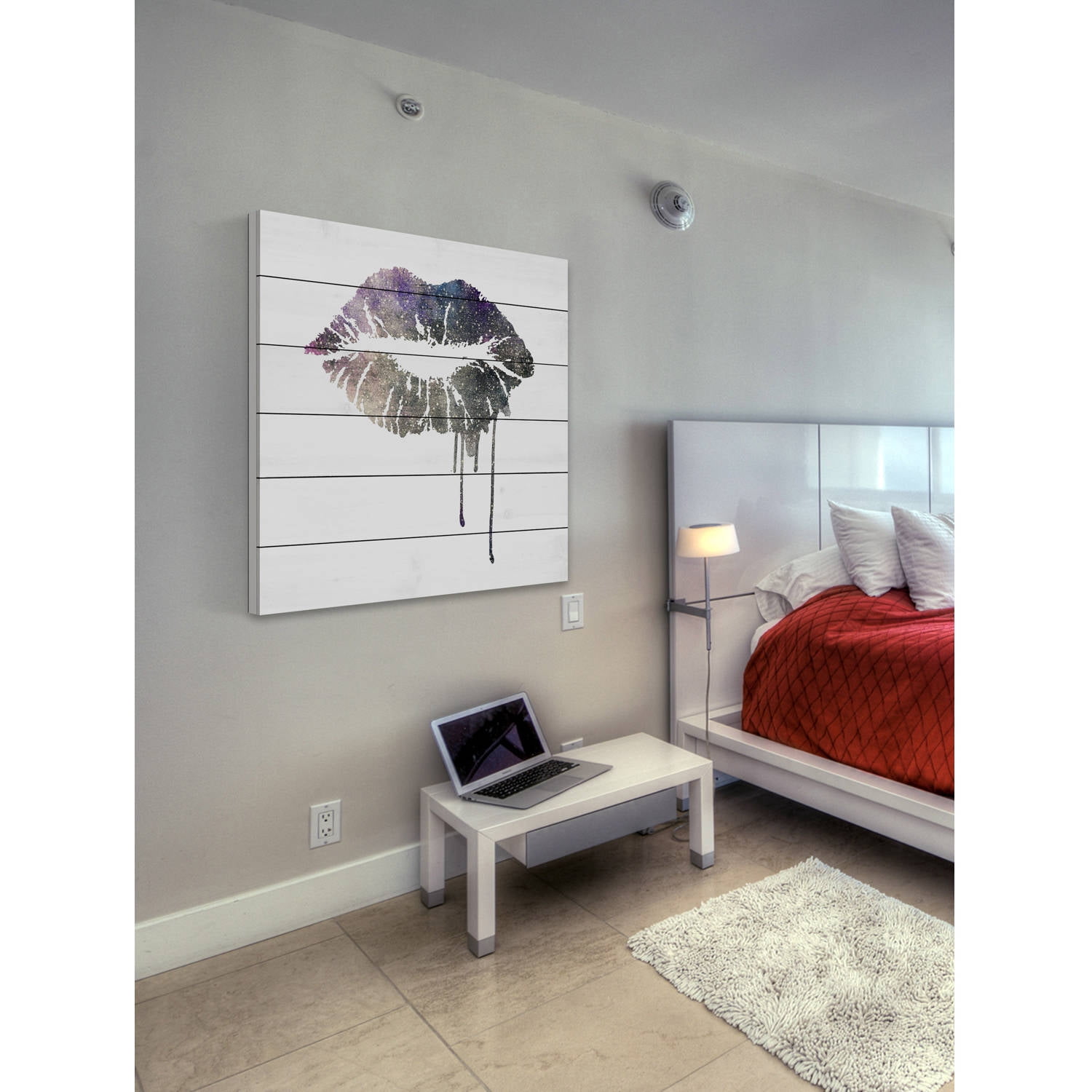 "Lips Dripping" by Diana Alcala Painting Print on White Wood