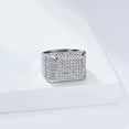 thumbnail image 3 of PAURO Men Stainless Steel Square Crystal Ring Hip Hop Style with Cubic Zirconia Punk Club Wedding Ring Silver Size 12, 3 of 5