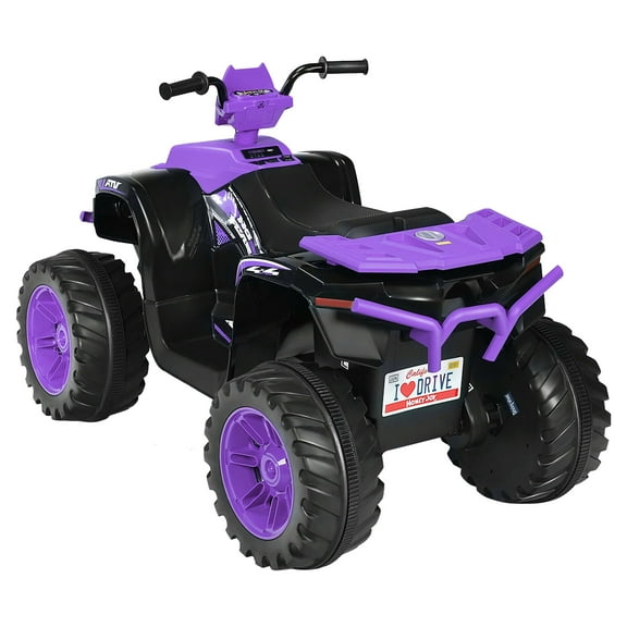 Gymax 12V Electric Kids Car w/ Music LED Light Purple ATV 4-Wheeler Quad