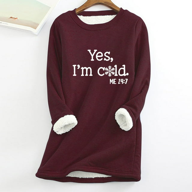 ICHUANYI liquidación mujer sudadera de lana gruesa manga larga estampado terciopelo cálido cuello redondo ropa interior Tops ICHUANYI WER202308175013
