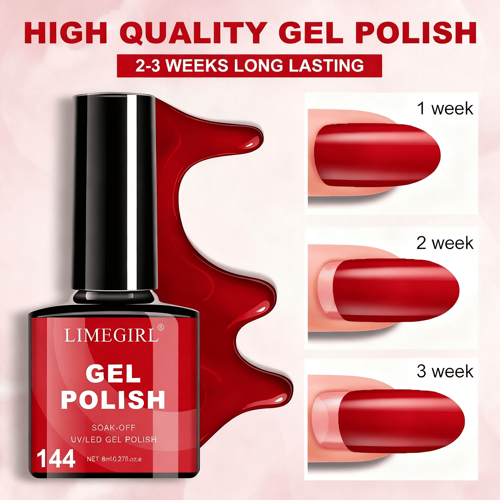 6Pcs Gel Polish Set, 6 Vibrant Colors UV Gel Nail Polish Red Blue Green Christmas Gift for Women Girls