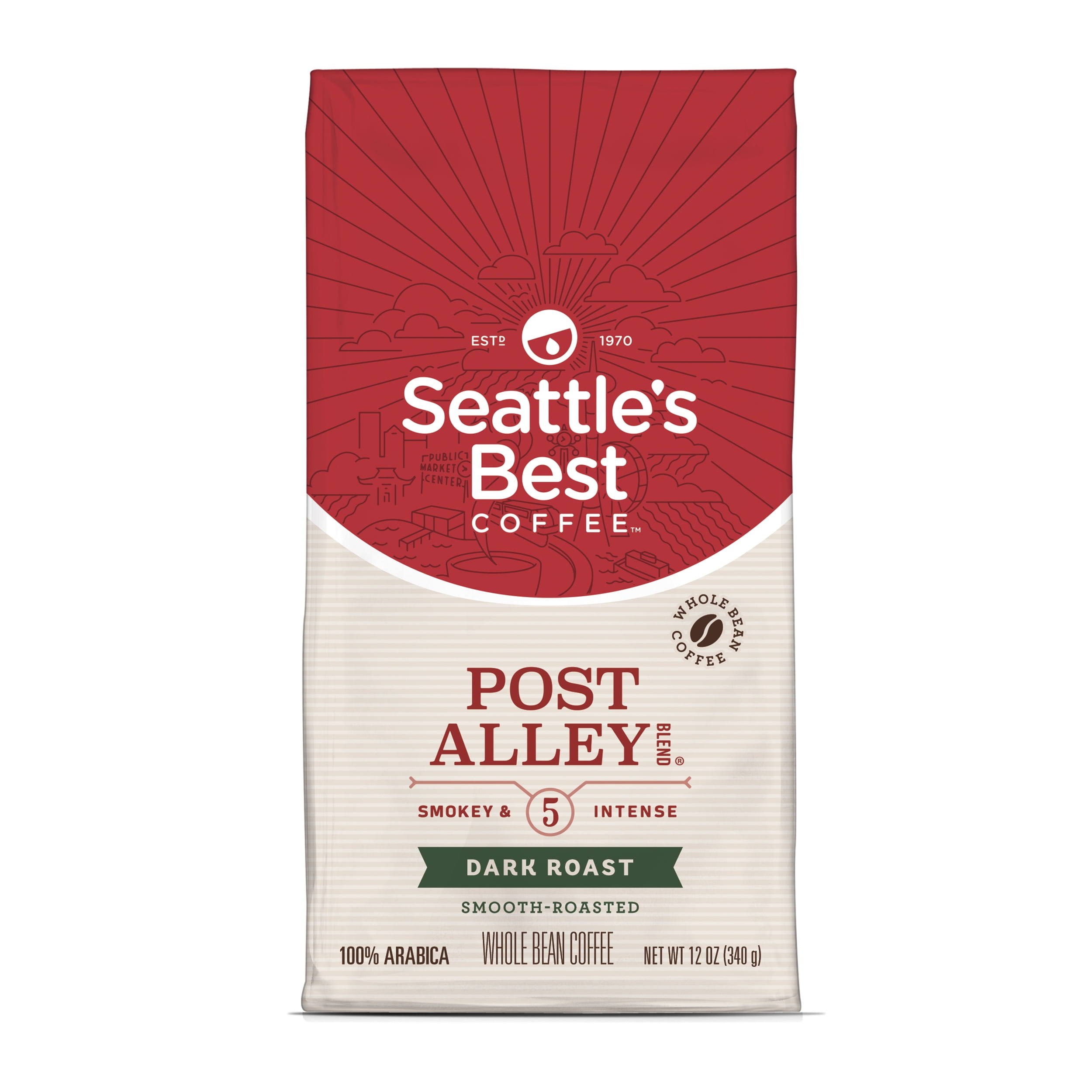 Seattle's Best Coffee Post Alley Blend, Dark Roast, Whole Bean Coffee, 12 oz