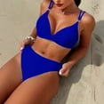 thumbnail image 4 of Swimming Suits for Women, Bathing Suit for Women 2 Piece, Women's 2 Piece Swimsuit Bikini Sets Double Shoulder Straps Solid Color Cute Triangle Bathing Suit Summer Beach Swimwear, Royal Blue M, 4 of 5