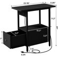 thumbnail image 3 of End Table with Charging Station, Narrow Side Table with Drawer and USB Ports & Power Outlets, Nightstand Bedside Tables for Small Spaces, Bedroom, Living Room, Black, 3 of 5