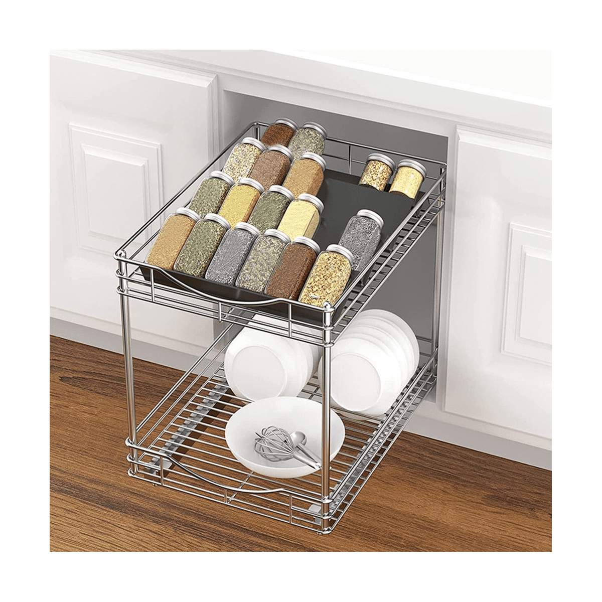 Crate Kitchen Natural Wood 4-Tier Spice Rack Organizer, Spice Rack Tray for  Drawers - Vysta Home