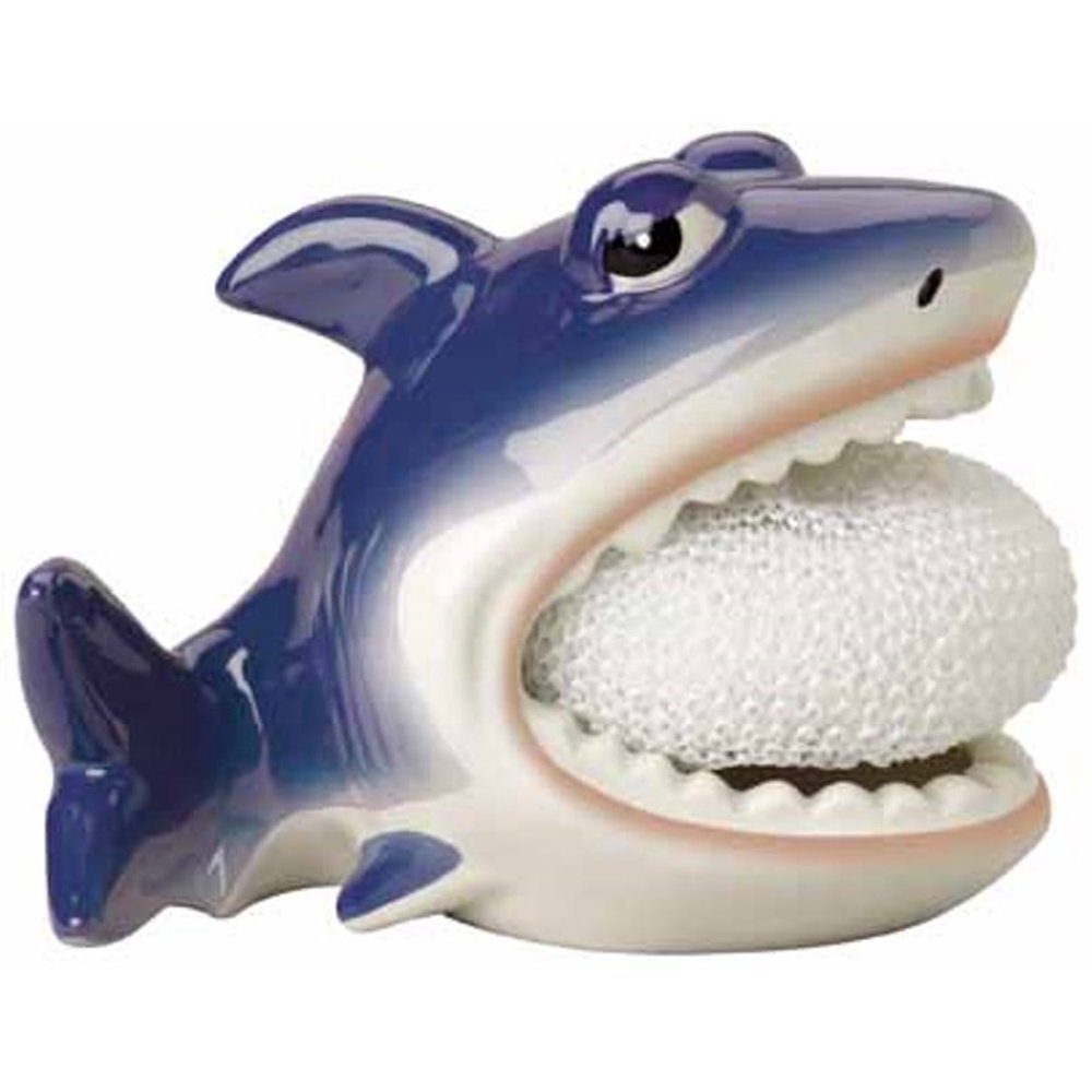 Great Blue Shark Bait Sharky Soap Dish Scrubby Holder Ceramic Walmart
