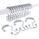 thumbnail image 1 of Ganchos para cortina de ducha, ganchos de ducha de doble cara de acero inoxidable resistente, anillos para barras de cortina de ducha de baño, cortinas, juego de 12 ganchos, cromo, 1 of 5