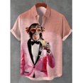 thumbnail image 3 of Camisas de playa con estampado 3D de monos divertidos, camisas casuales hawaianas de playa, blusas de manga corta para hombre y mujer con botones, 3 of 4