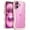 Pink, variant on JETech Wavy Case for iPhone 16 Plus 6.7-Inch, Cute Wave Frame Curly Shape Shockproof Phone Cover for Women and Girls, Clear Hard PC Back (Pink)