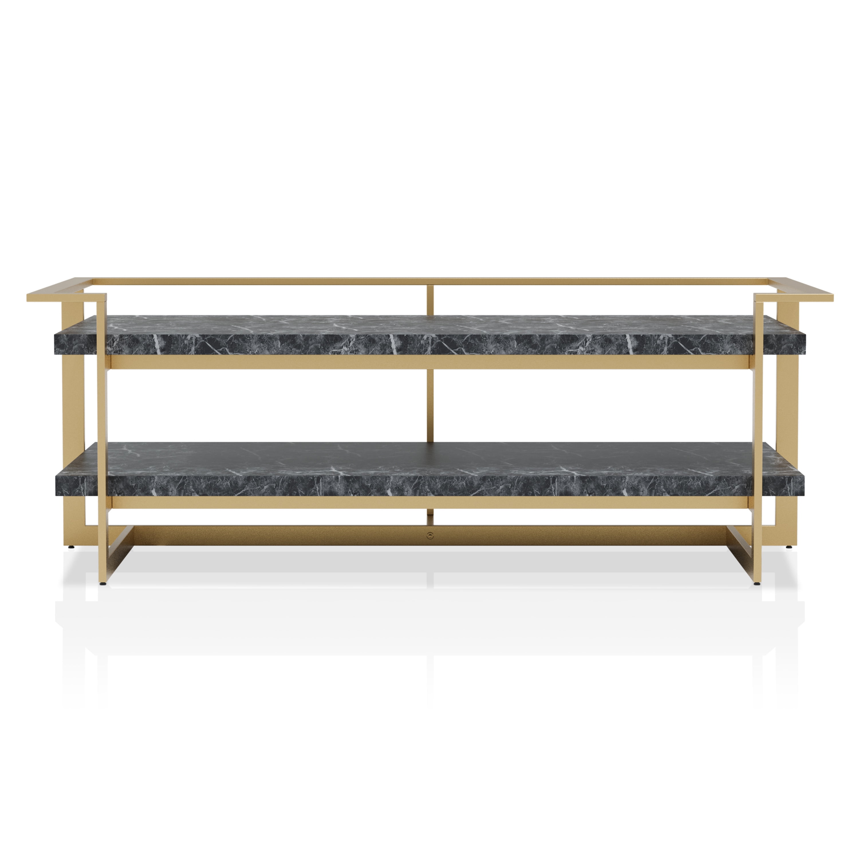 Furniture of America Denoa Faux Marble Top Coffee Table, Black