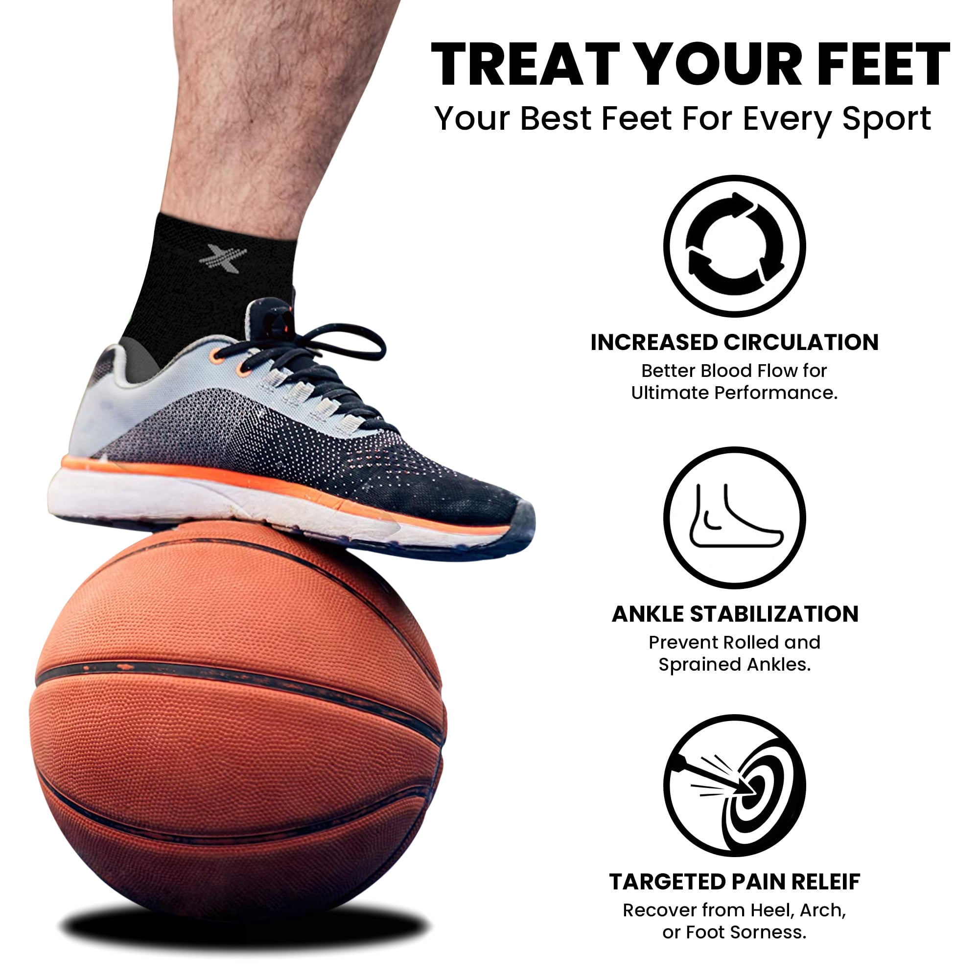 Targeted Pain Relief Ankle Compression Support Sleeves (1-Pair)