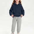 thumbnail image 6 of Girls Sweatsuits 2 Piece Fall Winter Cotton Fleece Warm Outfits 1-15Y Pullover Hoodie and Jogger Pants Set (9-10 Years, Navy&Gray), 6 of 8