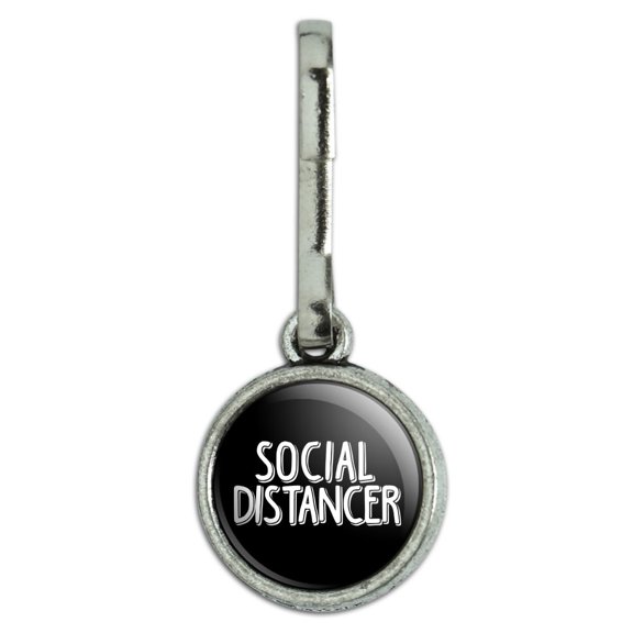 Social Distancer Antiqued Charm Clothes Purse Suitcase Backpack Zipper Pull Aid
