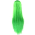 thumbnail image 3 of Xiao Hua Peluca de cabello natural liso de 80 cm de largo con flequillo para cosplay, peluca colorida para fiesta de Halloween para niña (verde manzana)., 3 of 5