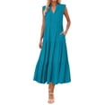 thumbnail image 1 of Vestido fluido con cuello en V y corte en A para mujer - Ligero, ideal para la playa o el brunch, poliéster y spandex, tallas S-XXXL, 1 of 7